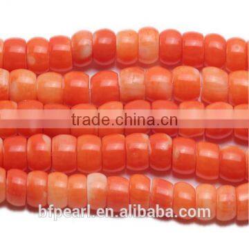 Pillar-shaped Orange Coral Loose String of Beads