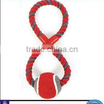 Interactive Dog Toy Tugger & Chew Tennis Ball Rope, Red