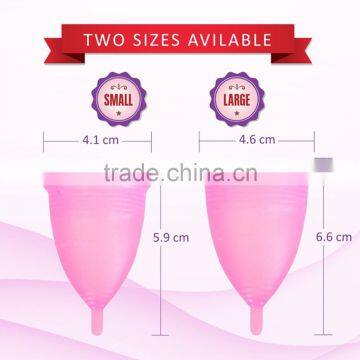 Free Sample Six Colors Reusable Big Size Medical Silicone Menstrual Cup photo-2