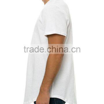 Longline Curved Hem Mens White t Shirt With High Quality photo-2