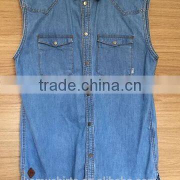 Fashion Sleeveless Denim Shirts for Man