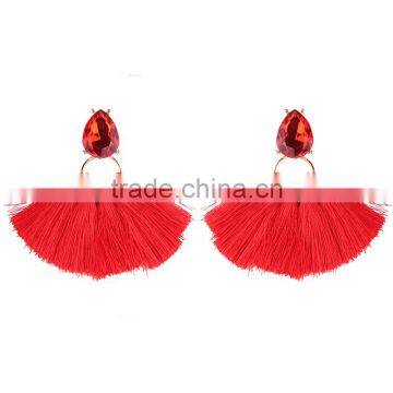 Bohemian Jewelry Rhinestone With Long Colorful Tassel Charms Earrings for Women photo-3