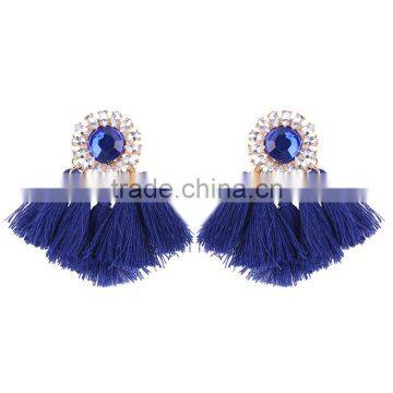 Bohemian Jewelry Big Crystal Gems With Tassel Drop Earrings for Women photo-6