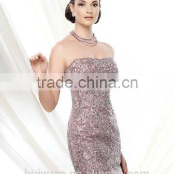 New Style Crepe Lace Strapless Bateau Neck Popular Sex Cocktail Dresses photo-4