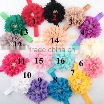 2017 new elastic headband for small baby girls chiffon flower headband