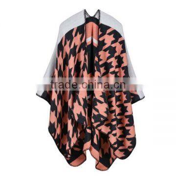 Wholesale China Factory Price Female Scarf Sewing Brim Grid Design Imitated Cashmere Material Women Shawl photo-3