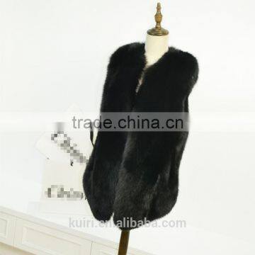 2017 New Fluffy High Quality Real Fox Fur Vest Women in Blue and Red PC-256 photo-3