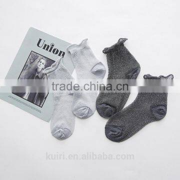 WS-47 2017 Spring New Arrived Korean Fashionable Dress Sexy Gold and Silver Silk Heap Heap Socks Women/Ladies Sox