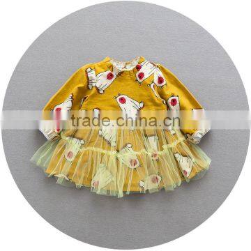 S17732A Autumn New Arrival Cotton Girl Clothes Long Sleeved Girls Cartoon Dress photo-2