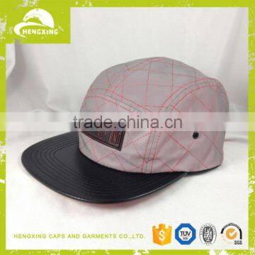 Custom 5 Panel Hats Luminous 3m Reflective Fabric Grey Five Panel Cap photo-3