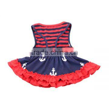 July 4th dress 2017 summer new products red and blue striped ruffle dress for Kids dress