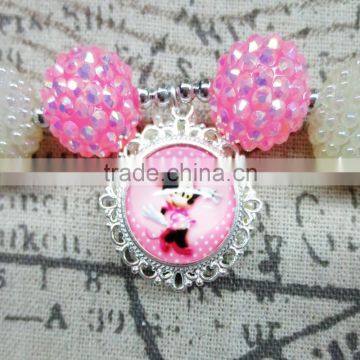 Turquoise Acrylic Bead Princess Chunky Necklace With Pendant photo-4