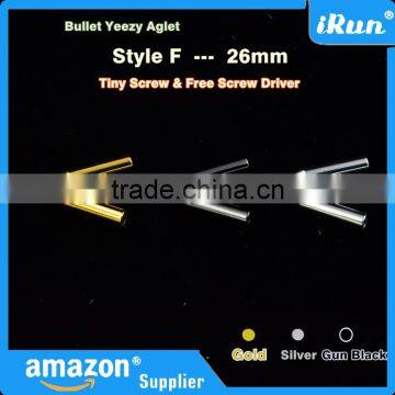 (MOQ:100pcs) Screw Metal Shoelaces Bullet Cylinder Aglets Tips - Mixed Color Yeezy Lace Round Bullet Aglets - 26 mm Bullet Aglet photo-2