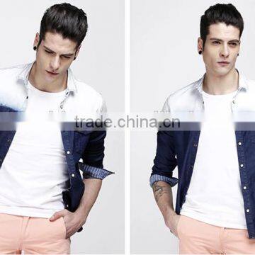 New Arrival 2016 Men Shadow Color Slim Fit Denim Casual Shirt photo-2