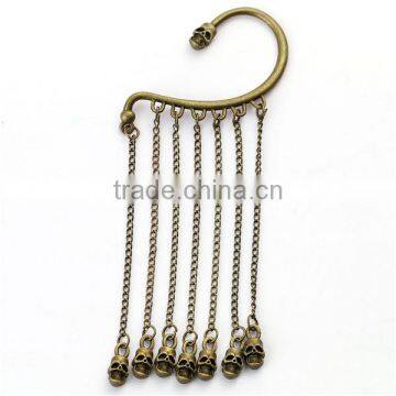 Fashion Tassel Halloween Skull Ear Cuff Clip On Stud Wrap Earrings photo-3