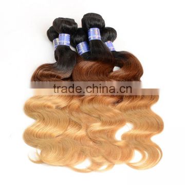 Double Sewed Strong And Neat Crochet Braids With Human Hair Mink Peruvain 3 Tone Body Wave Ombre Color Hair