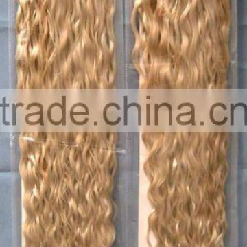 Human hair in new york/chinese remy human hair weaving extension/blonde curly human hair