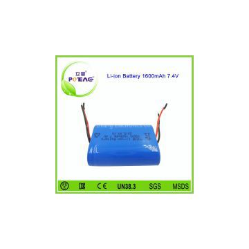 18500 7.4V 1600mAh lithium battery pack