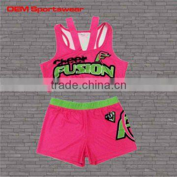 Cheerleader school uniforms custom pink sports bra with shorts