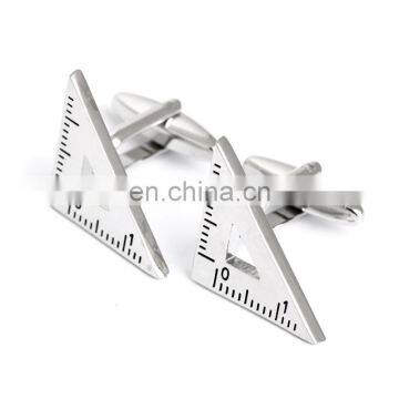 Sliver metal triangle cufflinks mens shirt