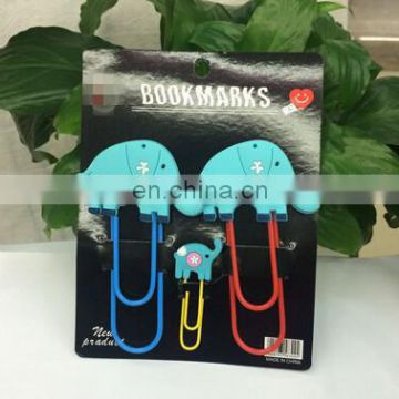 custom elephant shape rubber and metal bookmark