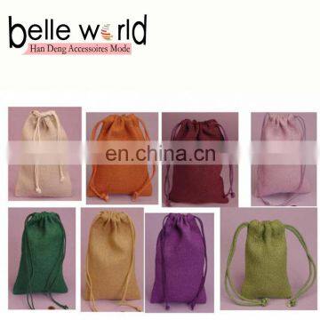 Wholesale Fancy Colorful Burlap Jute drawstring pouch Bag