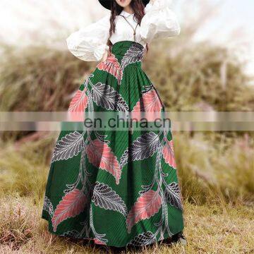 New Design 100% Cotton Super African Printed Batik Elegant A Line Long Maxi Skirt