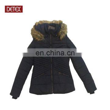 Factory OEM Women Slim Winter Padding Coat With Fur Hood