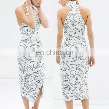 Wholesale designer dresses high neck fat women print dress tall women casual sundress