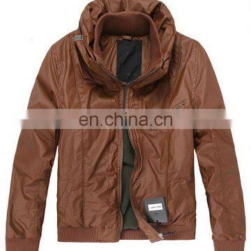 mens brown winter pu leather jacket