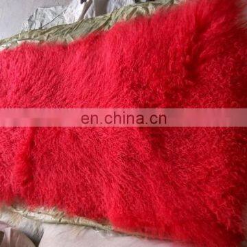 Factory Wholesale Long Hair Tanned Real Mongolian Tibetan Lamb Fur Plate photo-2