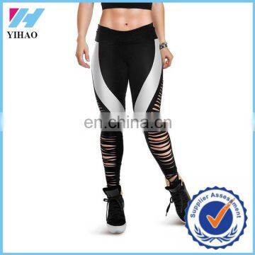 Trade Assurance 2015 Yihao Women Bulk Mesh Side Sexy Cut Gym Yoga Sweat Wear Pants Leggings for Women