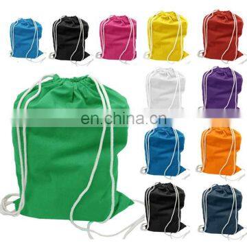 Chinese factory customized Reusable eco cotton drawstring bag