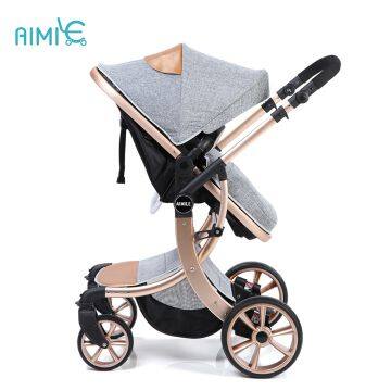 High-view Folding Baby Stroller With Gold Chassis photo-3