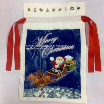 Christmas Draw String Poly Packaging Bag