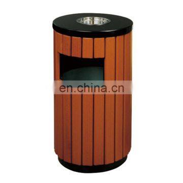 High quality galvanized sheet wood garbage rubbish handle bins recyclable trash can with lid cigarette extinguisher container