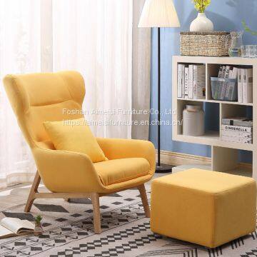 Modern Ash Wood Fabric Cushion Living Room Lounge Chair photo-5
