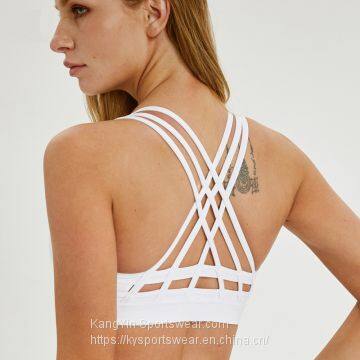 Wholesale Women Custom Make Sports Bra For Gym Nylon Spandex Fitness Apparel Manufacturer photo-2