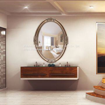 PU European Antique Design Gold Wall Mirror Decorative Gold Oval Wall Mirror photo-3