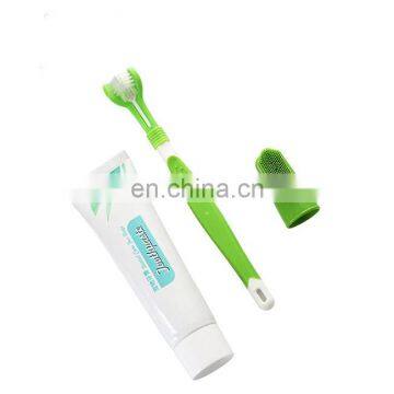 Pet products Pet toothbrush Set Three-headed toothbrush toothpaste set cat and dog mouth cleaning products