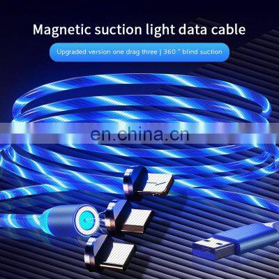 Shenzhen Data Line Newest 2020 Golden Sky Colorful Nylon 1M Micro Usb Type-C Ios Cable 3 In1 Fast Charge Cellphone Data Line photo-3