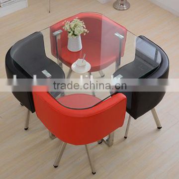 NICE DESIGN GLASS TABLE AND CHAIRS SETS MORDERN DINNING TABLES MADE IN CHINA