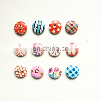 Painted Kids Cute White Skirt Fashion Colorful Mixed Diy Flat Round Wood Buttons