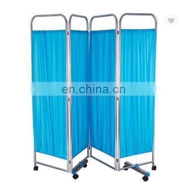 High Quality Portable 4 Folding Stainless Steel Frame 3-part Waterproof Movable Hospital Medical Ward Screen