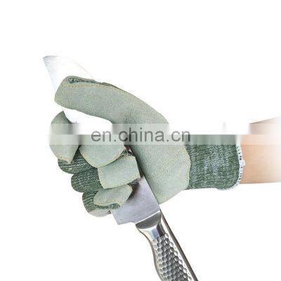 Wholesale high quality cow split leather aramid aramid anti-cut gloves