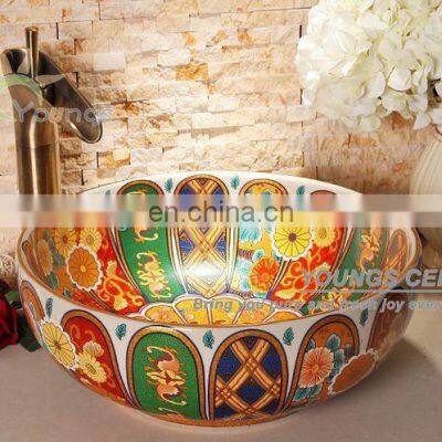Artistic European Excellent Quality Bathroom Bowl Porcelain Ceramic Wash Basins Made In Jingdezhen photo-3