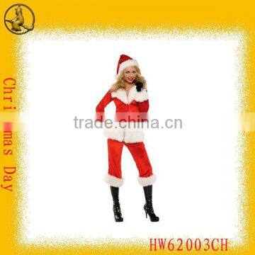 Red Pleuche Santa Claus Fancy Dress for Sexy Women