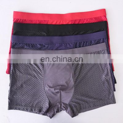 Free Sample Sexy Lingerie Breathable Mesh Man Ice Silk Underwear Boxer Briefs