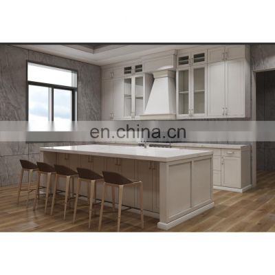 China cheap modern luxury with island design solid wood white color kitchen cabinets