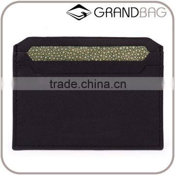 luxury contrast color stingrey skin and calf leather credit card sleeve card holder wallet for gift